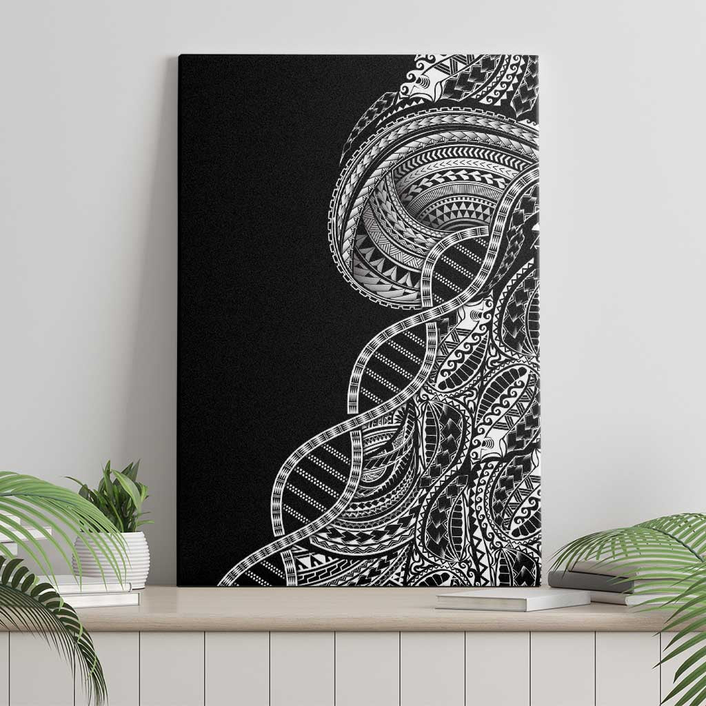 Samoan DNA Art Tattoo Canvas Wall Art Polynesian Pattern Black Color