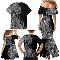 Samoan DNA Art Tattoo Family Matching Mermaid Dress and Hawaiian Shirt Polynesian Pattern Black Color LT03 - Polynesian Pride