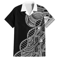 Samoan DNA Art Tattoo Family Matching Off Shoulder Short Dress and Hawaiian Shirt Polynesian Pattern Black Color LT03 Dad's Shirt - Short Sleeve Black - Polynesian Pride