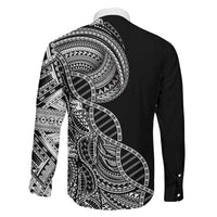 Samoan DNA Art Tattoo Family Matching Off Shoulder Short Dress and Hawaiian Shirt Polynesian Pattern Black Color LT03 - Polynesian Pride
