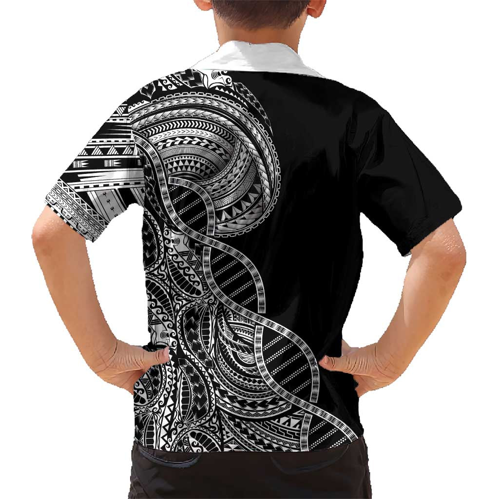 Samoan DNA Art Tattoo Family Matching Summer Maxi Dress and Hawaiian Shirt Polynesian Pattern Black Color LT03 - Polynesian Pride