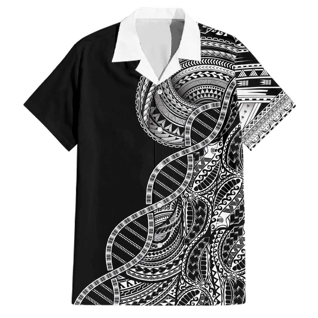 Samoan DNA Art Tattoo Family Matching Tank Maxi Dress and Hawaiian Shirt Polynesian Pattern Black Color LT03 Dad's Shirt - Short Sleeve Black - Polynesian Pride