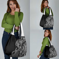Samoan DNA Art Tattoo Grocery Bag Polynesian Pattern Black Color