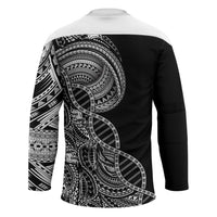 Samoan DNA Art Tattoo Hockey Jersey Polynesian Pattern Black Color