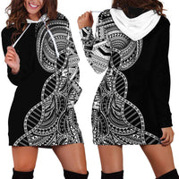 Samoan DNA Art Tattoo Hoodie Dress Polynesian Pattern Black Color