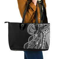 Samoan DNA Art Tattoo Leather Tote Bag Polynesian Pattern Black Color LT03 - Polynesian Pride