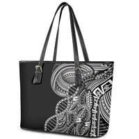 Samoan DNA Art Tattoo Leather Tote Bag Polynesian Pattern Black Color LT03 - Polynesian Pride