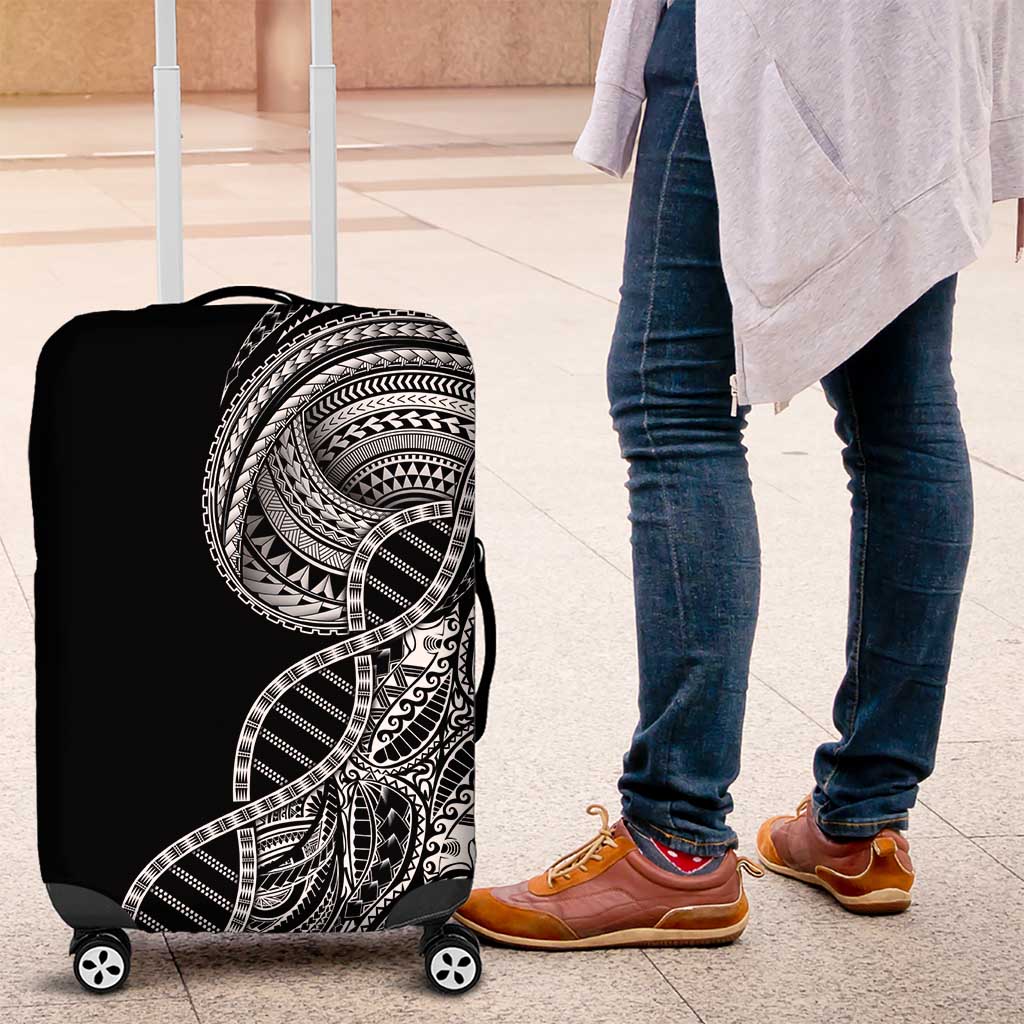 Samoan DNA Art Tattoo Luggage Cover Polynesian Pattern Black Color