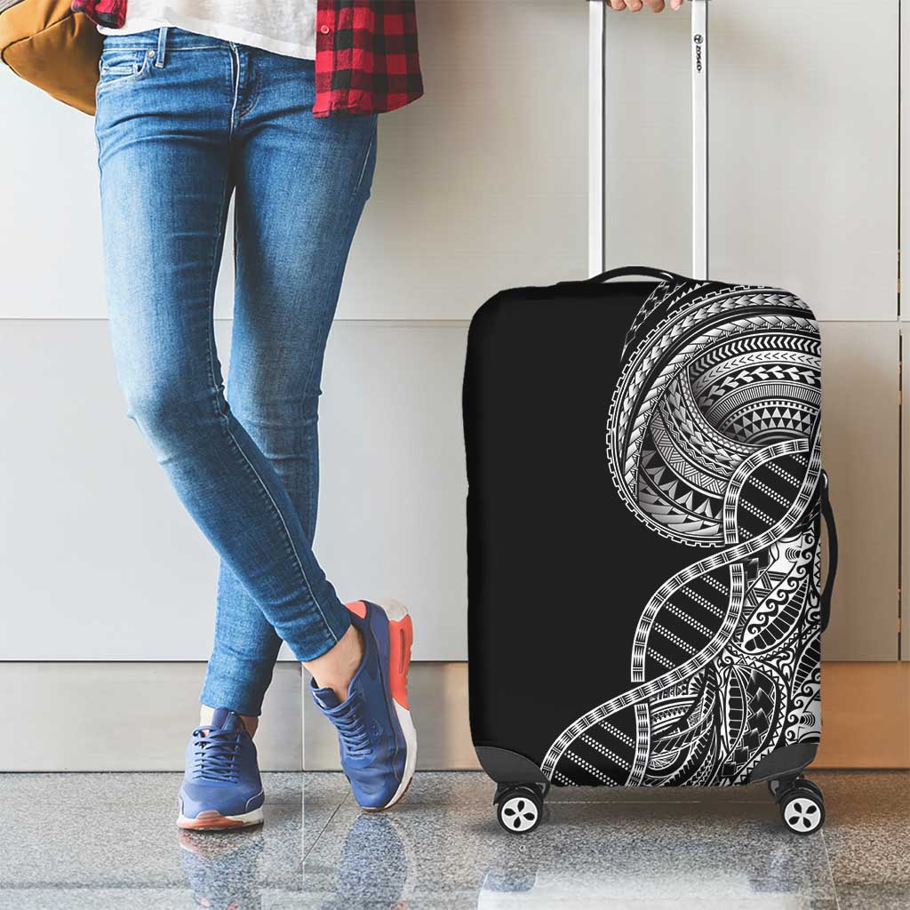 Samoan DNA Art Tattoo Luggage Cover Polynesian Pattern Black Color