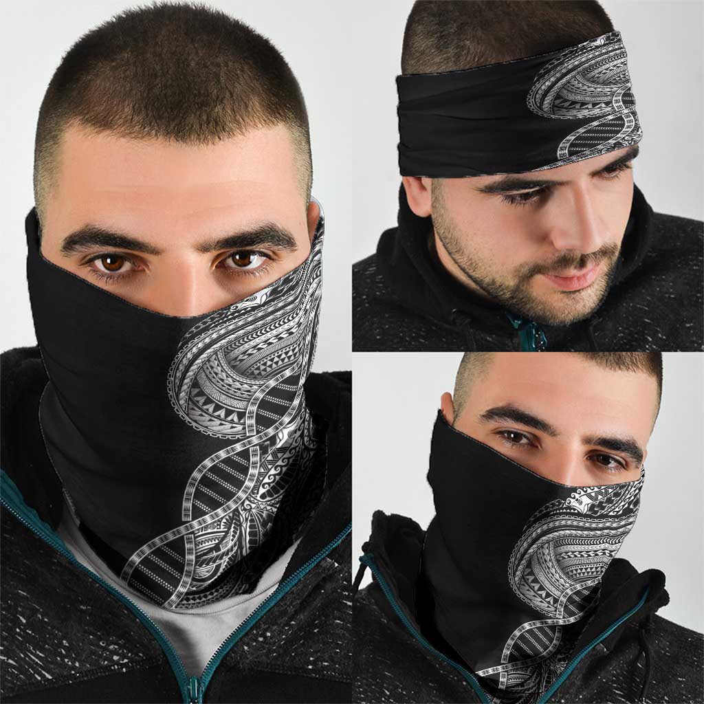 Samoan DNA Art Tattoo Neck Gaiter Polynesian Pattern Black Color