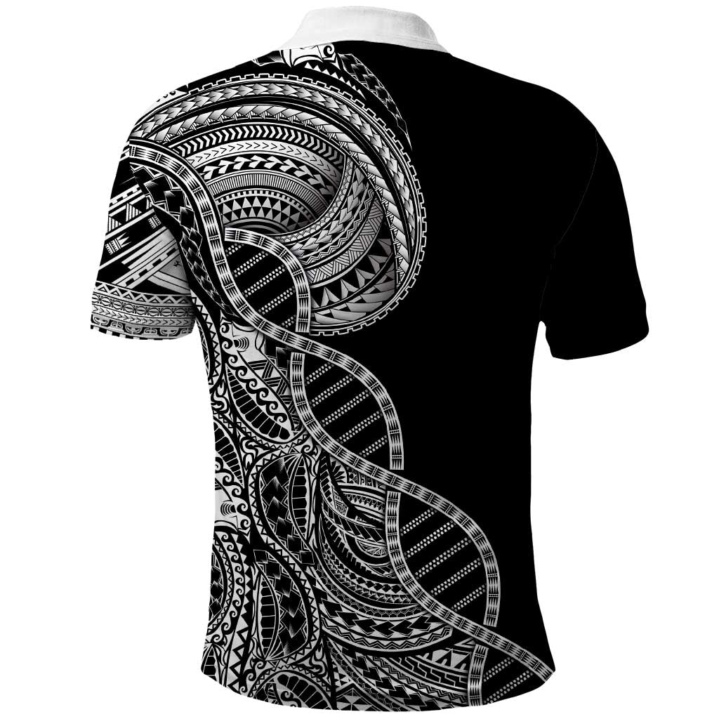 Samoan DNA Art Tattoo Polo Shirt Polynesian Pattern Black Color