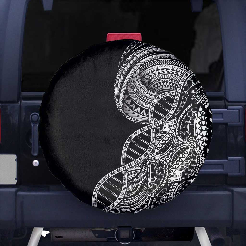 Samoan DNA Art Tattoo Spare Tire Cover Polynesian Pattern Black Color LT03 No hole Black - Polynesian Pride