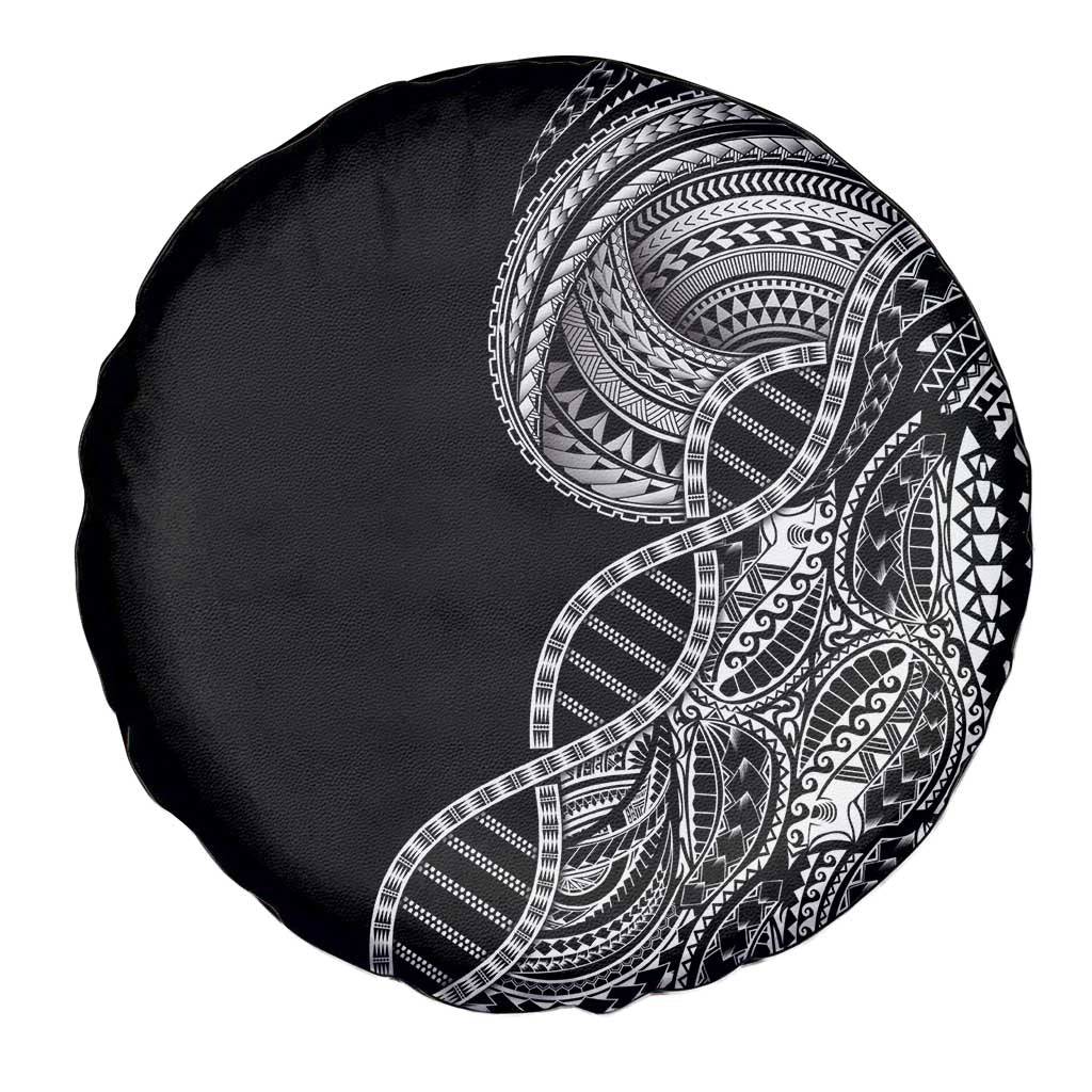 Samoan DNA Art Tattoo Spare Tire Cover Polynesian Pattern Black Color LT03 - Polynesian Pride
