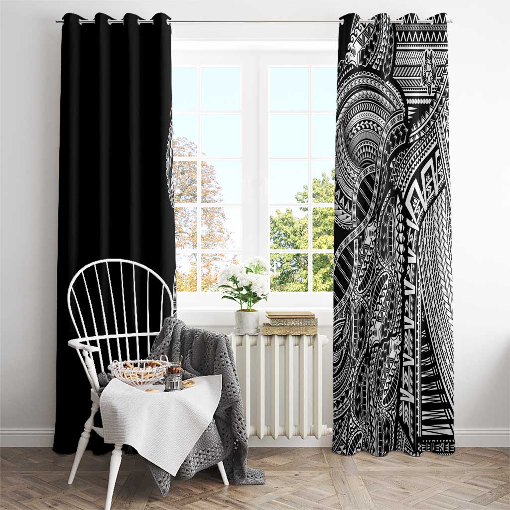 Samoan DNA Art Tattoo Window Curtain Polynesian Pattern Black Color