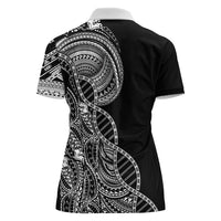 Samoan DNA Art Tattoo Women Polo Shirt Polynesian Pattern Black Color