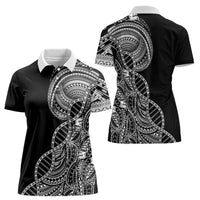 Samoan DNA Art Tattoo Women Polo Shirt Polynesian Pattern Black Color