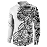 Samoan DNA Art Tattoo Button Sweatshirt Polynesian Pattern White Color