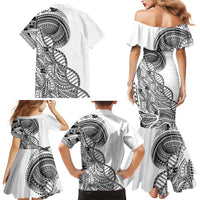 Samoan DNA Art Tattoo Family Matching Mermaid Dress and Hawaiian Shirt Polynesian Pattern White Color LT03 - Polynesian Pride