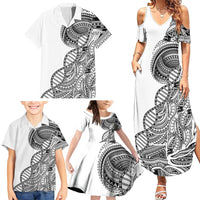 Samoan DNA Art Tattoo Family Matching Summer Maxi Dress and Hawaiian Shirt Polynesian Pattern White Color LT03 - Polynesian Pride