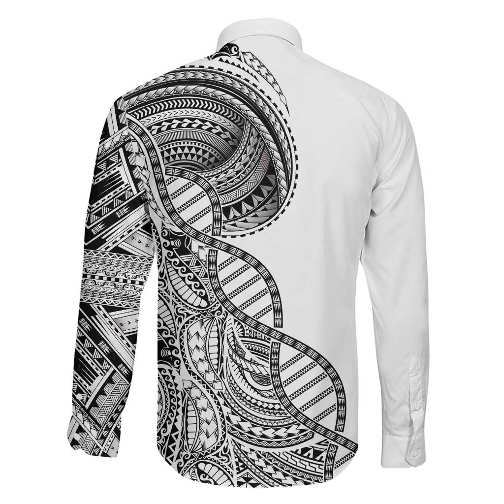 Samoan DNA Art Tattoo Family Matching Summer Maxi Dress and Hawaiian Shirt Polynesian Pattern White Color LT03 - Polynesian Pride