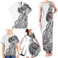 Samoan DNA Art Tattoo Family Matching Tank Maxi Dress and Hawaiian Shirt Polynesian Pattern White Color LT03 - Polynesian Pride