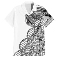 Samoan DNA Art Tattoo Family Matching Tank Maxi Dress and Hawaiian Shirt Polynesian Pattern White Color LT03 Dad's Shirt - Short Sleeve White - Polynesian Pride