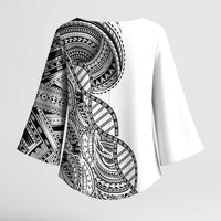 Samoan DNA Art Tattoo Kimono Sleeve Blouse Polynesian Pattern White Color LT03 - Polynesian Pride