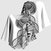 Samoan DNA Art Tattoo Kimono Sleeve Blouse Polynesian Pattern White Color LT03 - Polynesian Pride