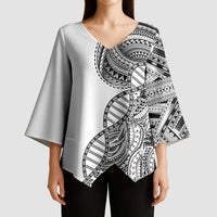 Samoan DNA Art Tattoo Kimono Sleeve Blouse Polynesian Pattern White Color LT03 - Polynesian Pride