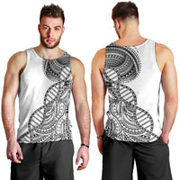Samoan DNA Art Tattoo Men Tank Top Polynesian Pattern White Color