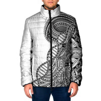 Samoan DNA Art Tattoo Padded Jacket Polynesian Pattern White Color