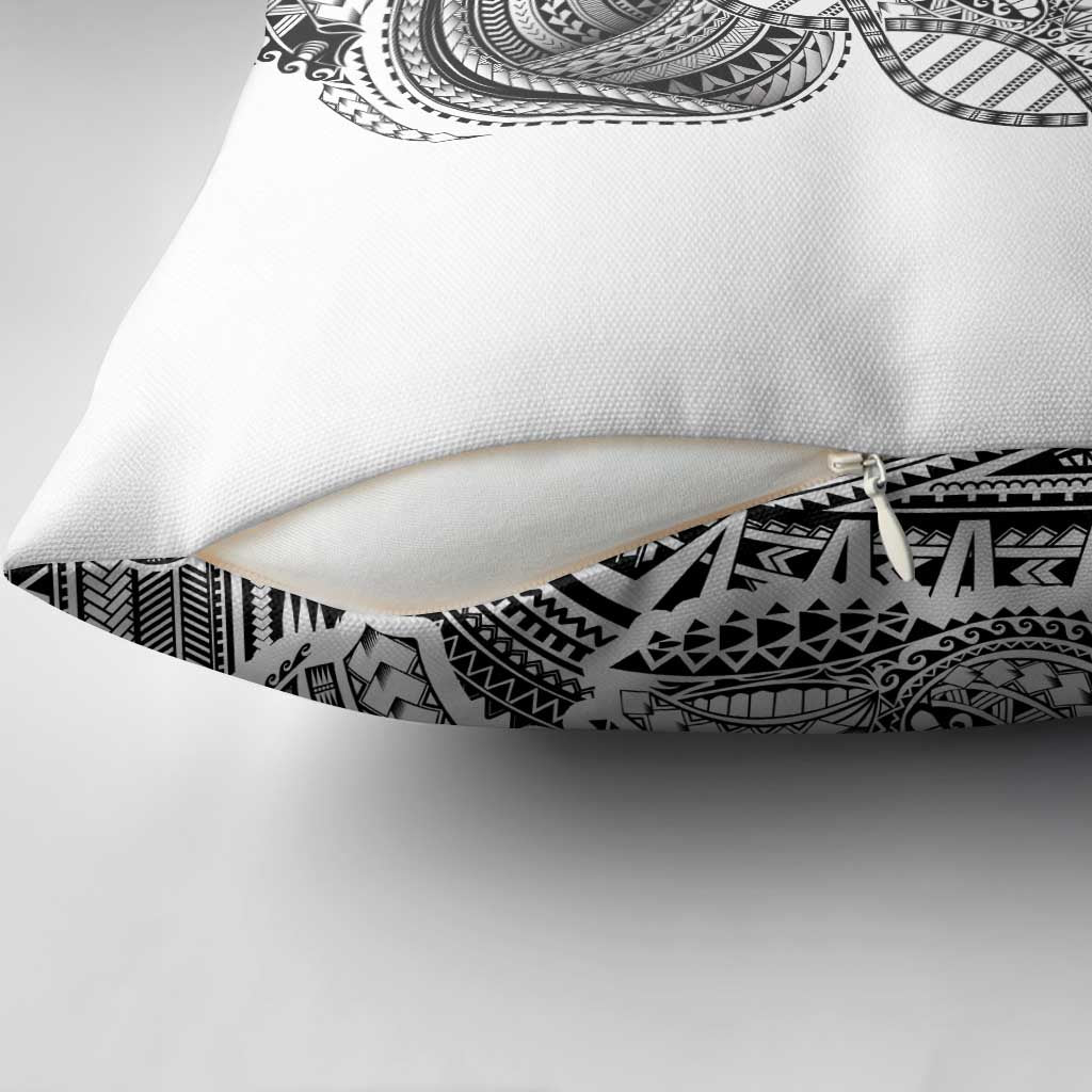 Samoan DNA Art Tattoo Pillow Cover Polynesian Pattern White Color