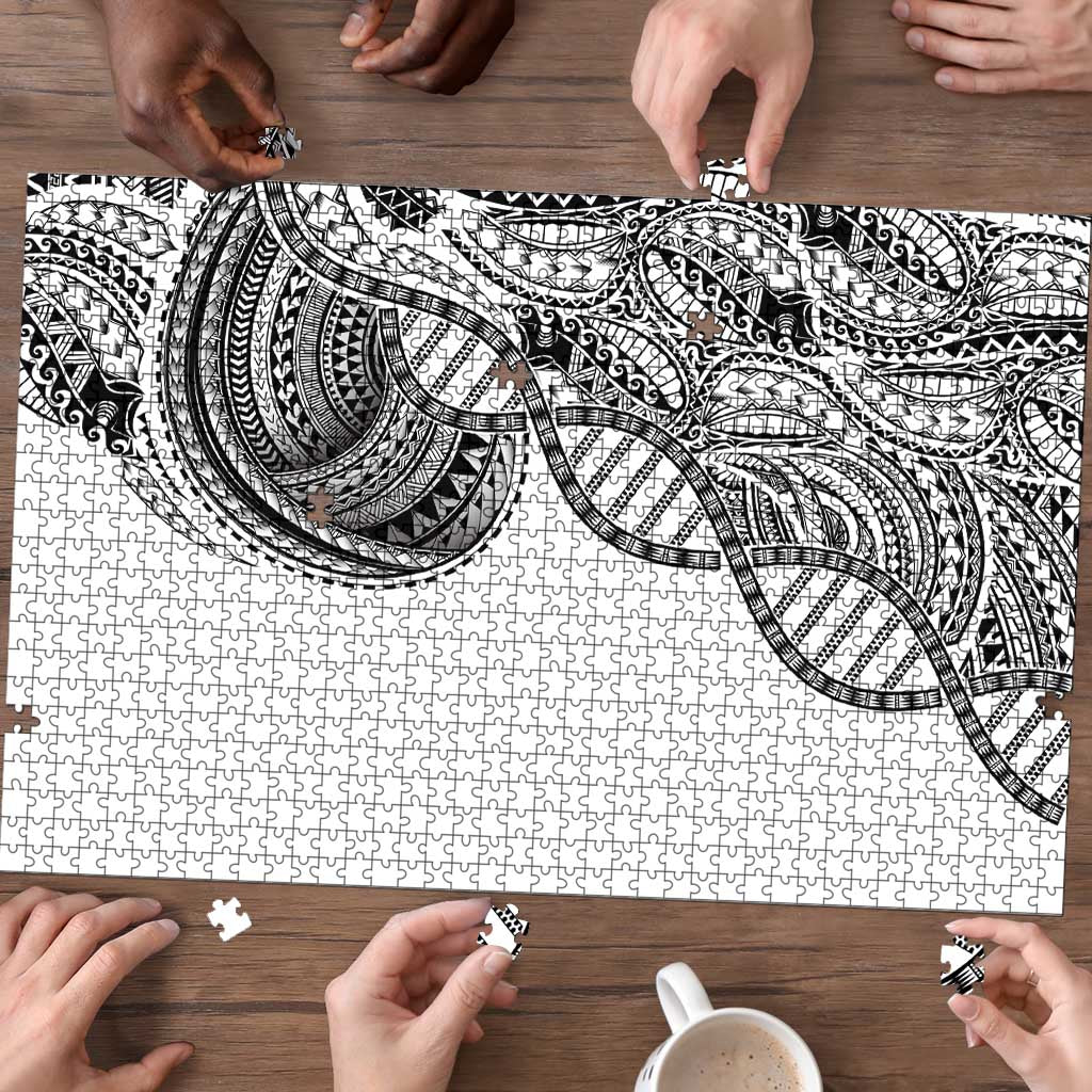 Samoan DNA Art Tattoo Puzzle Polynesian Pattern White Color