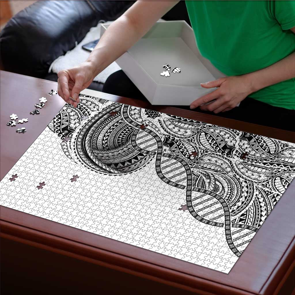 Samoan DNA Art Tattoo Puzzle Polynesian Pattern White Color