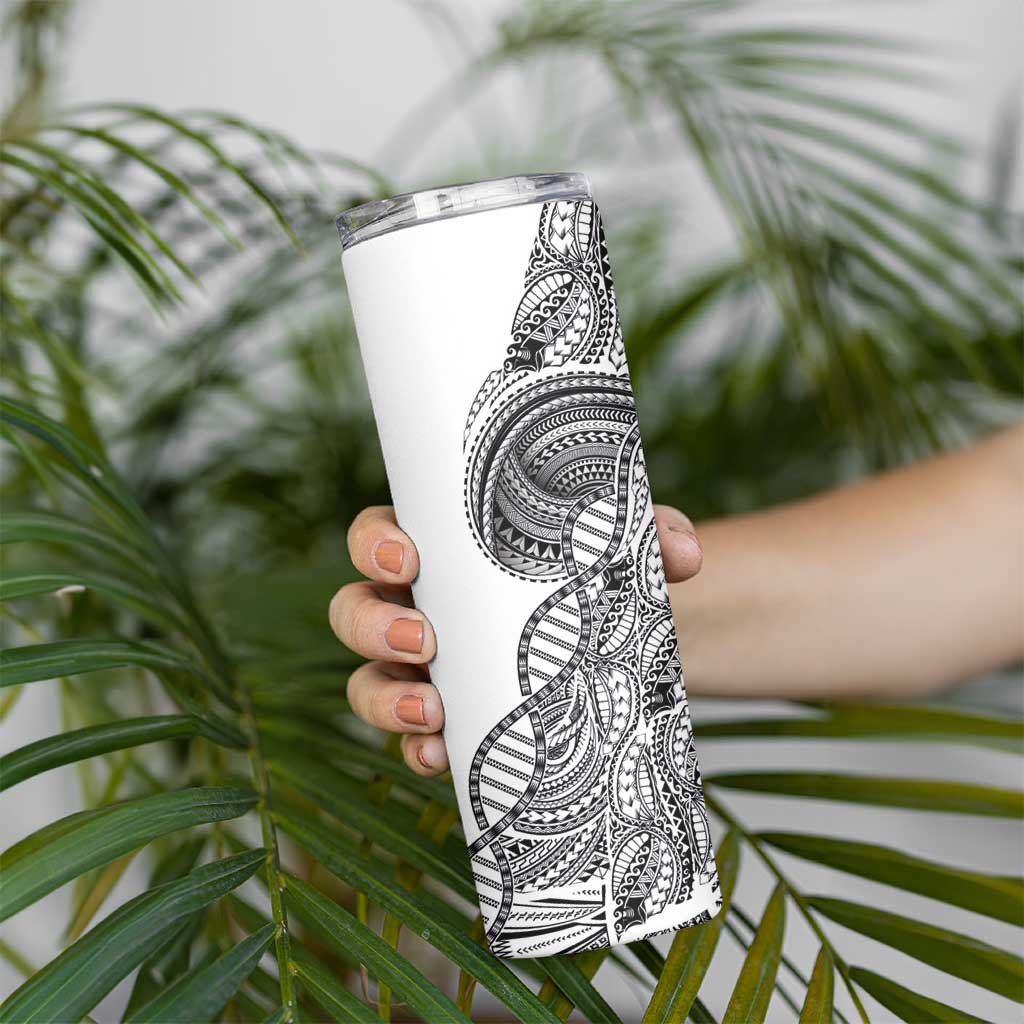 Samoan DNA Art Tattoo Skinny Tumbler Polynesian Pattern White Color