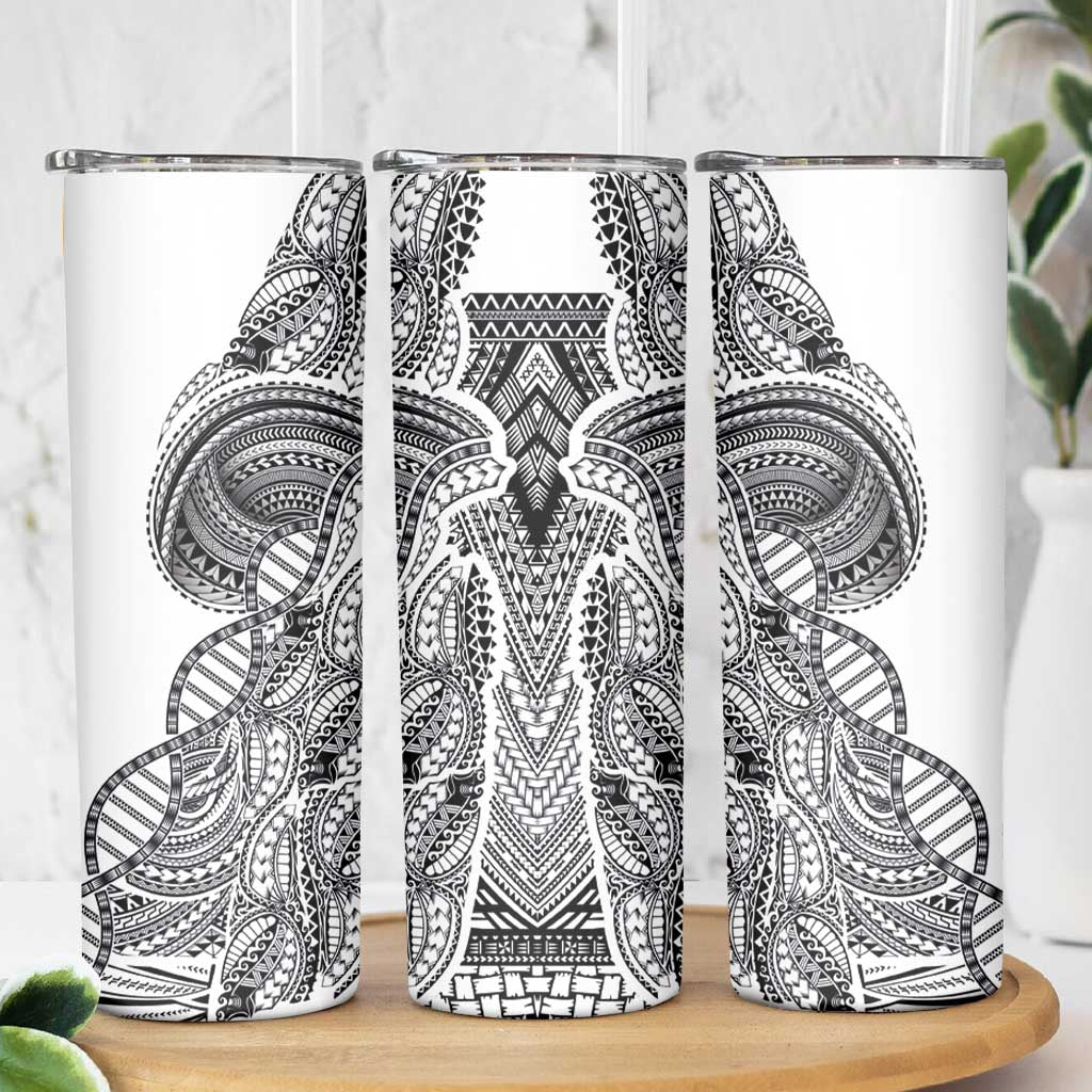 Samoan DNA Art Tattoo Skinny Tumbler Polynesian Pattern White Color