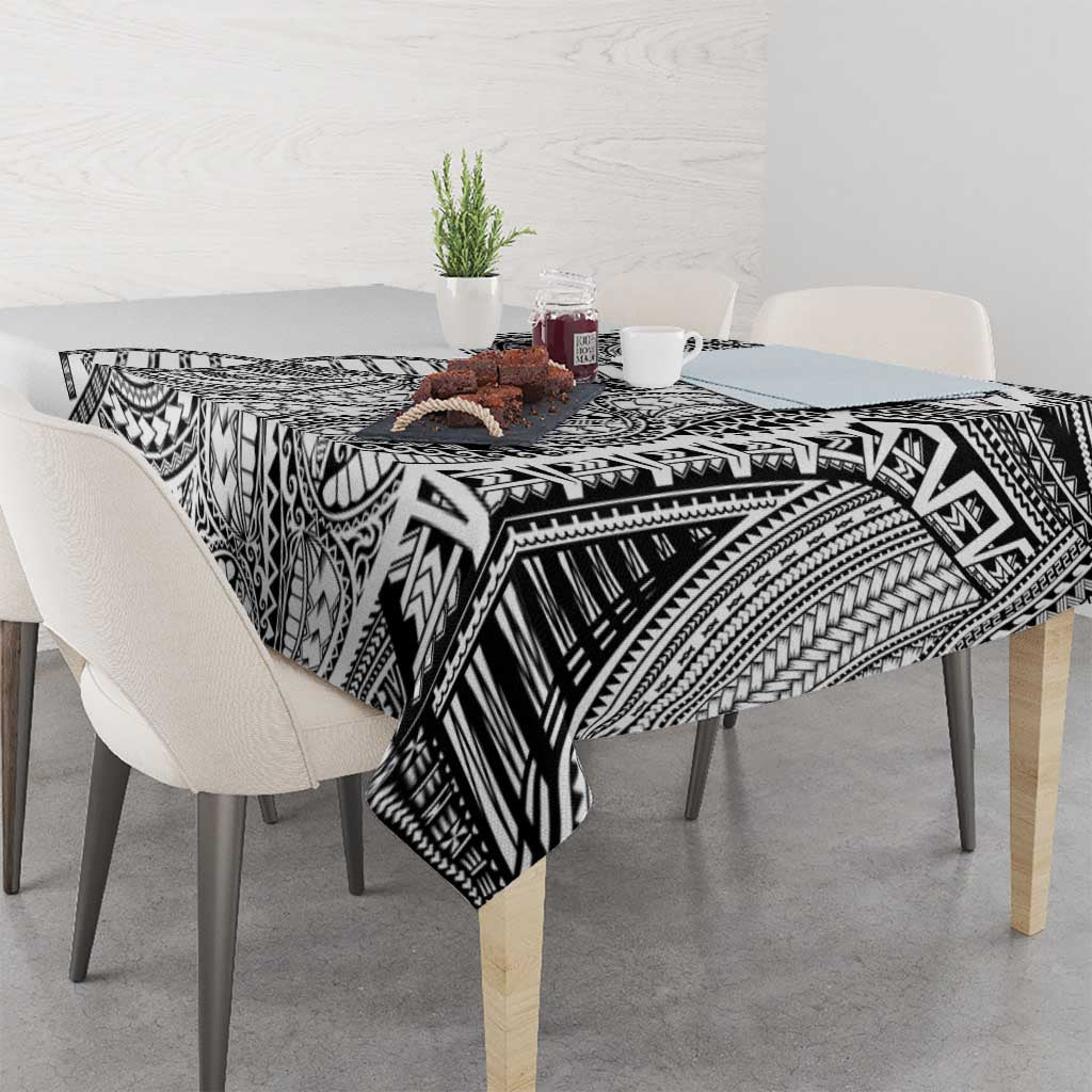 Samoan DNA Art Tattoo Tablecloth Polynesian Pattern White Color