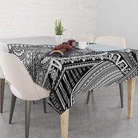 Samoan DNA Art Tattoo Tablecloth Polynesian Pattern White Color