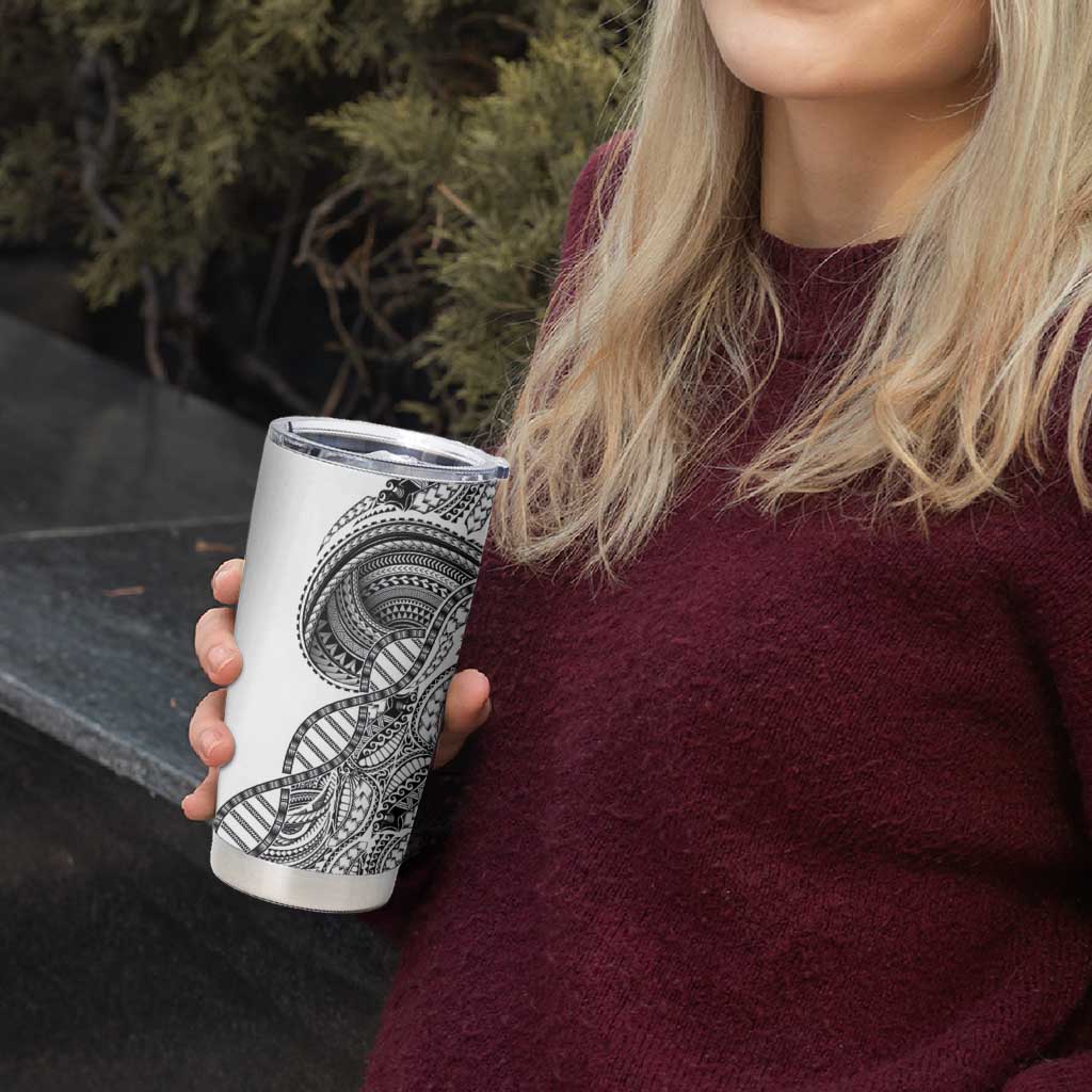Samoan DNA Art Tattoo Tumbler Cup Polynesian Pattern White Color LT03 - Polynesian Pride