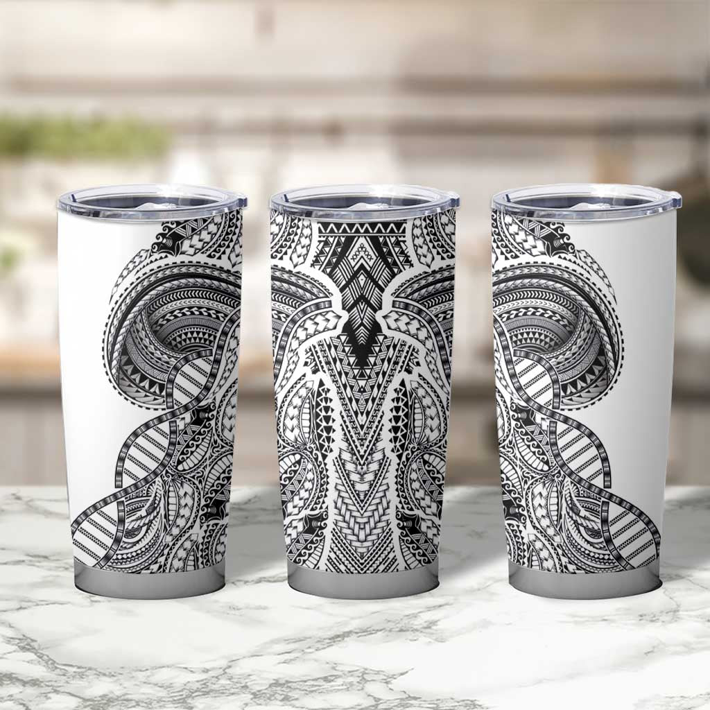 Samoan DNA Art Tattoo Tumbler Cup Polynesian Pattern White Color LT03 - Polynesian Pride
