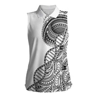 Samoan DNA Art Tattoo Women Sleeveless Polo Shirt Polynesian Pattern White Color LT03 Female White - Polynesian Pride