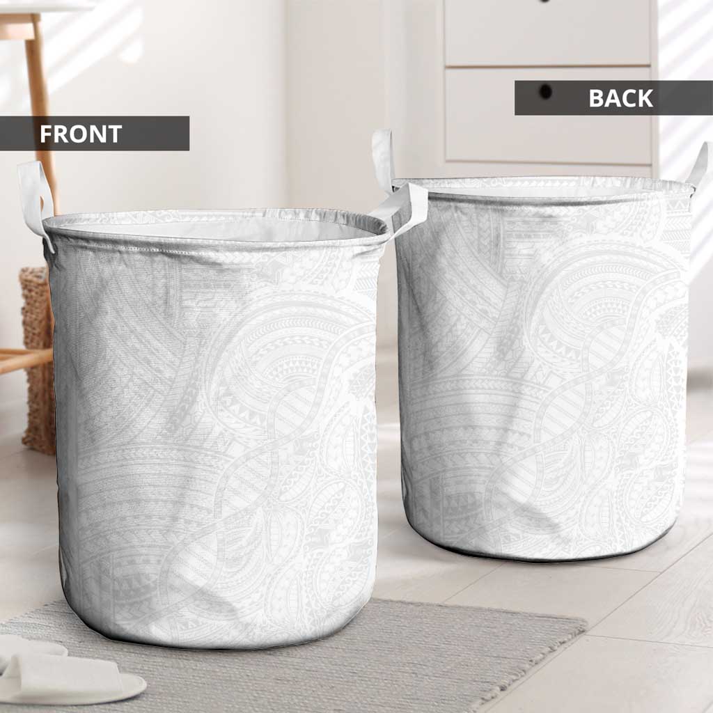 Samoan DNA Art Tattoo Laundry Basket Polynesian Pattern All White