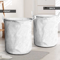 Samoan DNA Art Tattoo Laundry Basket Polynesian Pattern All White