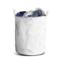 Samoan DNA Art Tattoo Laundry Basket Polynesian Pattern All White
