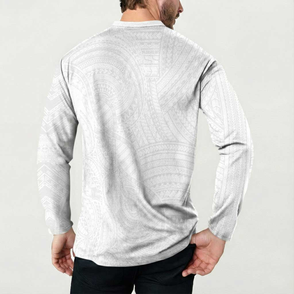 Samoan DNA Art Tattoo Button Sweatshirt Polynesian Pattern All White