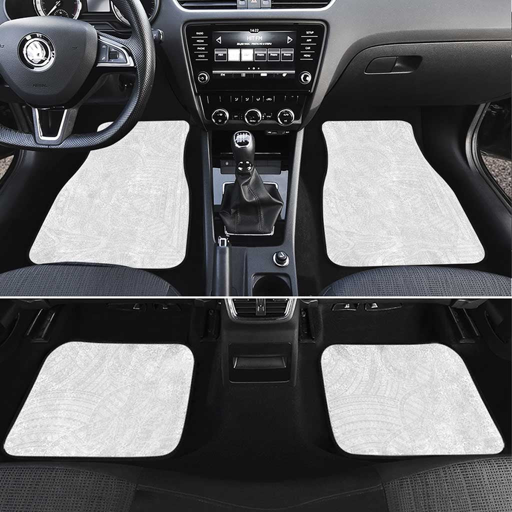 Samoan DNA Art Tattoo Car Mats Polynesian Pattern All White