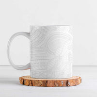 Samoan DNA Art Tattoo Ceramic Mug Polynesian Pattern All White