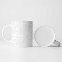 Samoan DNA Art Tattoo Ceramic Mug Polynesian Pattern All White