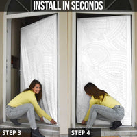 Samoan DNA Art Tattoo Door Cover Polynesian Pattern All White