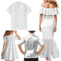 Samoan DNA Art Tattoo Family Matching Mermaid Dress and Hawaiian Shirt Polynesian Pattern All White LT03 - Polynesian Pride